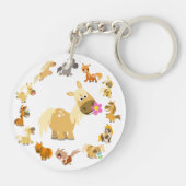 Cute Cartoon Ponies Mandala AcrylSleutelhanger Sleutelhanger (Achterkant)