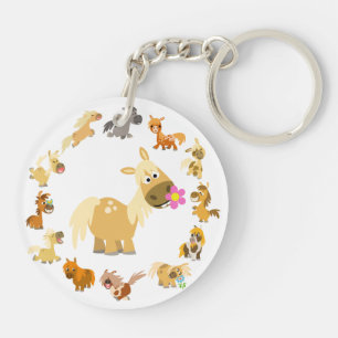 Cute Cartoon Ponies Mandala AcrylSleutelhanger Sleutelhanger