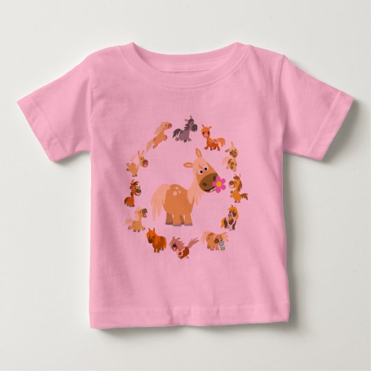 Cute Cartoon Ponies Mandala Baby T-Shirt (Voorkant)