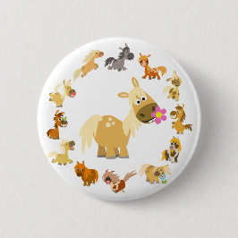 Cute Cartoon Ponies Mandala Button Badge