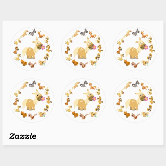 Cute Cartoon Ponies Mandala Sticker (Vel)