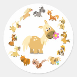 Cute Cartoon Ponies Mandala Sticker