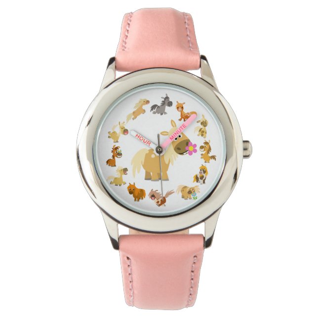 Cute Cartoon Ponies Mandala Watch Horloge (Voorkant)