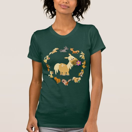 Cute Cartoon Ponies Mandala Women T-Shirt (Voorkant)