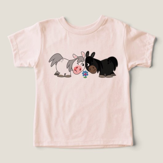 Cute Cartoon Ponies Standoff Baby T-Shirt (Design voorkant)