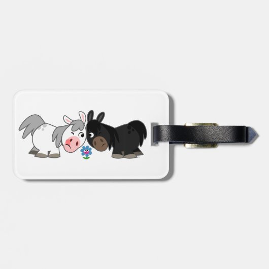 Cute Cartoon Ponies Standoff Bagagelabel (Achterkant horizontaal)