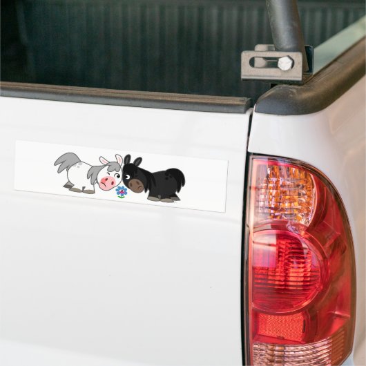Cute Cartoon Ponies Standoff Bumpersticker (Op Truck)