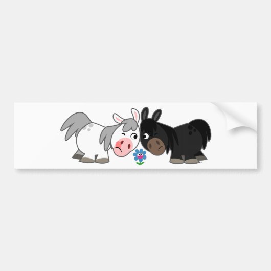 Cute Cartoon Ponies Standoff Bumpersticker (Voorkant)