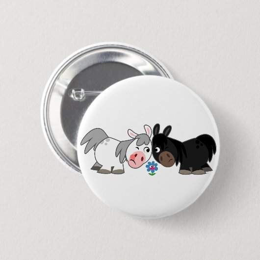 Cute Cartoon Ponies Standoff Button Badge (Voorkant /achterkant)