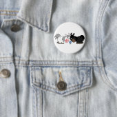 Cute Cartoon Ponies Standoff Button Badge (In situ)