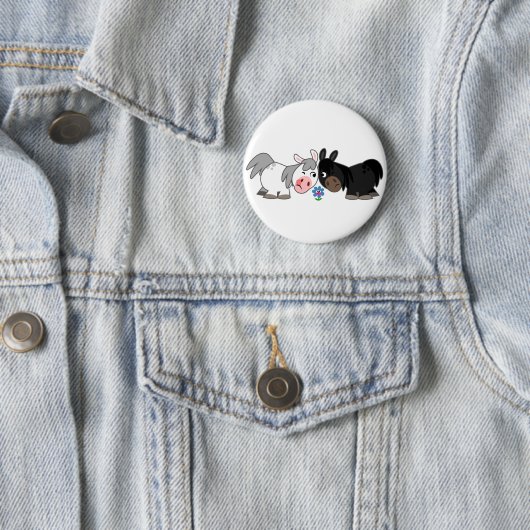 Cute Cartoon Ponies Standoff Button Badge (In situ)