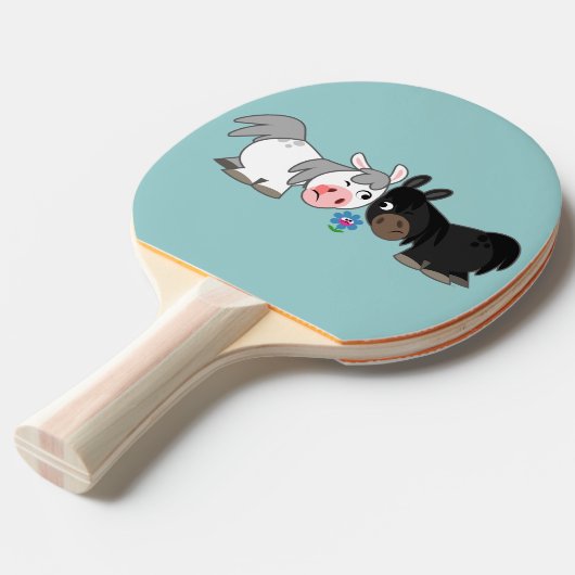 Cute Cartoon Ponies Standoff Ping Pong Paddle Tafeltennisbatje (Voorkant Gekanteld)