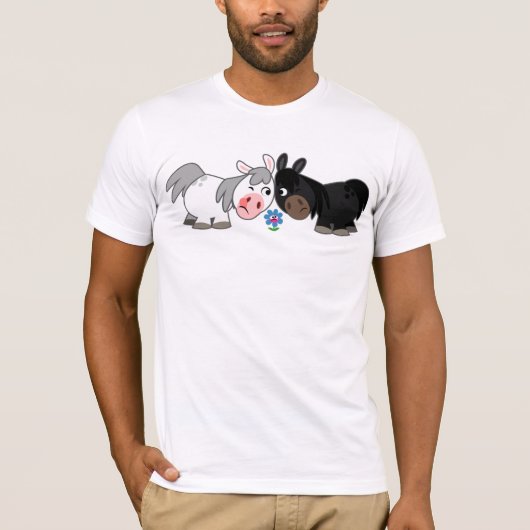 Cute Cartoon Ponies Standoff T-Shirt (Voorkant)