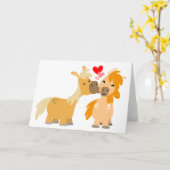 Cute Cartoon Pony's in Love wenskaart Kaart (Gele Bloem)