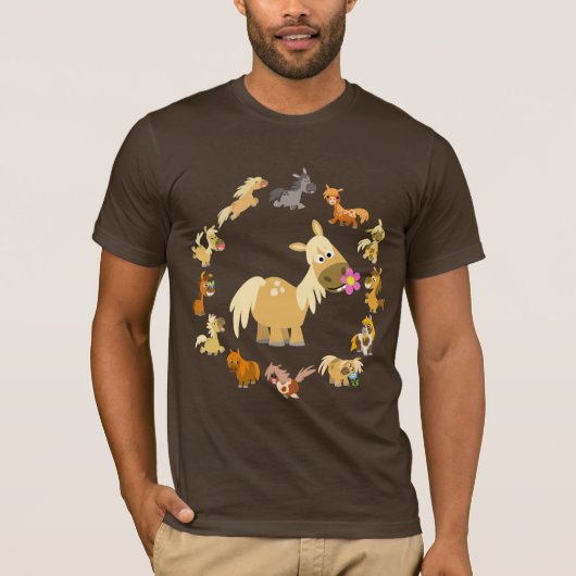 Cute Cartoon Pony's Mandala T-Shirt (Voorkant)