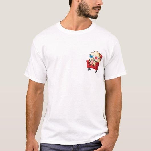 Cute Cartoon Popcorn Character Watching Movie T-shirt (Voorkant)