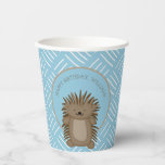 Cute Cartoon Porcupine Kids Birthday Party Papieren Bekers<br><div class="desc">Deze schattige papierbekertjes zijn perfect voor kinderen die verjaardagsfeestjes hebben voor dierenvrienden en fans van stekels. Deze papieren bekertjes zijn klaar om te worden aangepast met je eigen bericht in bruine letters en zijn voorzien van een schattige illustratie van de cartoon van een porcupine in bruin en bruin tegen een...</div>