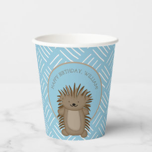 Cute Cartoon Porcupine Kids Birthday Party Papieren Bekers