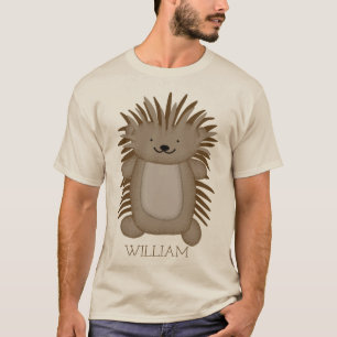 Cute Cartoon Porcupine met Jouw naam of tekst T-shirt