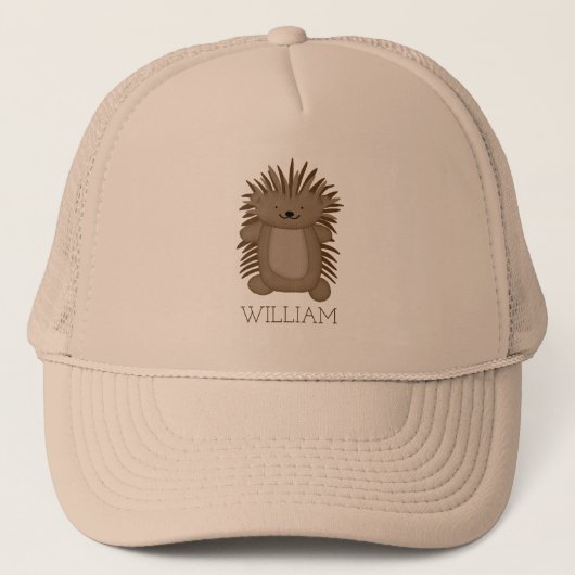 Cute Cartoon Porcupine met Jouw naam of tekst Trucker Pet (Voorkant)