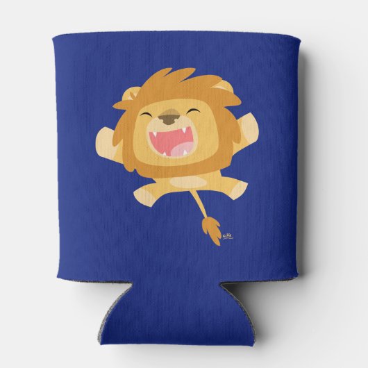 Cute Cartoon Pouncing Lion Blikjeskoeler (Achterkant)