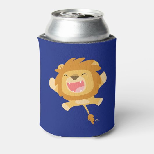 Cute Cartoon Pouncing Lion Blikjeskoeler (Blikje Achterkant)
