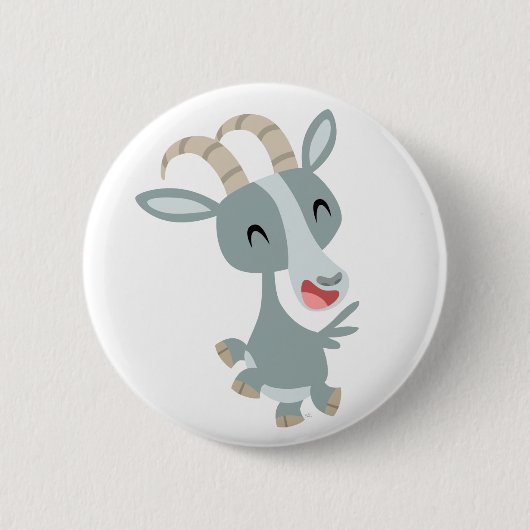 Cute Cartoon Prancing Goat Button Badge (Voorkant)