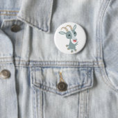 Cute Cartoon Prancing Goat Button Badge (In situ)