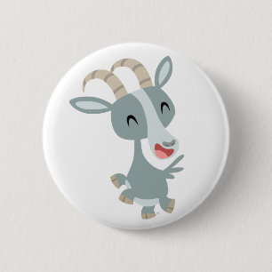 Cute Cartoon Prancing Goat Button Badge