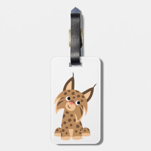 Cute Cartoon Prankish Lynx Bagagelabel (Achterkant verticaal)