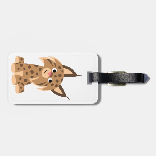 Cute Cartoon Prankish Lynx Bagagelabel (Achterkant horizontaal)