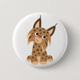 Cute Cartoon Prankish Lynx Button Badge