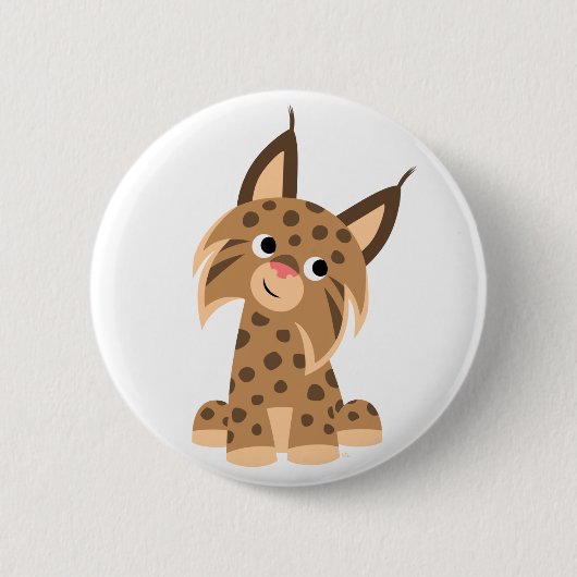 Cute Cartoon Prankish Lynx Button Badge (Voorkant)