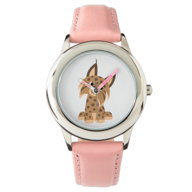 Cute Cartoon Prankish Lynx Watch Horloge (Voorkant)