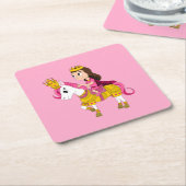 Cute cartoon princess gooit kussen kartonnen onderzetters (Schuin)