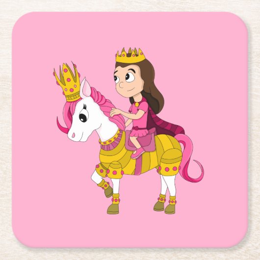 Cute cartoon princess gooit kussen kartonnen onderzetters (Voorkant)