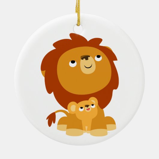 Cute Cartoon Protected Dad Leon Ornament (Achterkant)