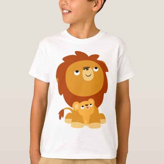 Cute Cartoon Protected Lion & Cub Kinder T-Shirt (Voorkant)