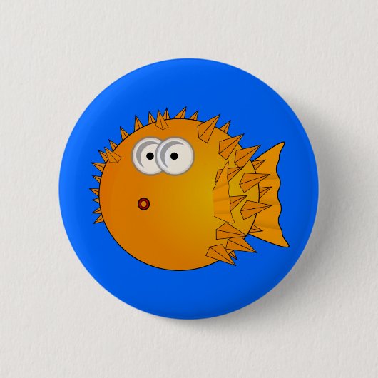 Cute Cartoon Puffer Fish Ronde Button 5,7 Cm (Voorkant)