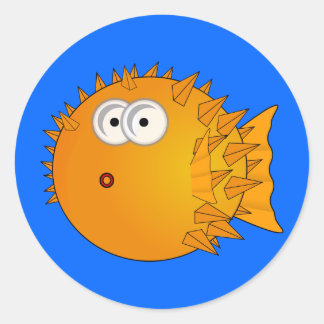 Cute Cartoon Puffer Fish Ronde Sticker