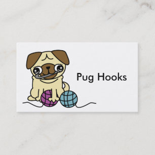 Cute cartoon pug crochet Visitekaartje