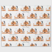 Cute Cartoon Pumpkin Penguin Funny Halloween Cadeaupapier (Vlak)