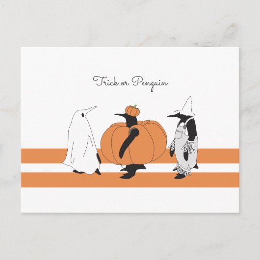 Cute Cartoon Pumpkin Penguin Funny Halloween Feestdagenkaart (Voorkant)
