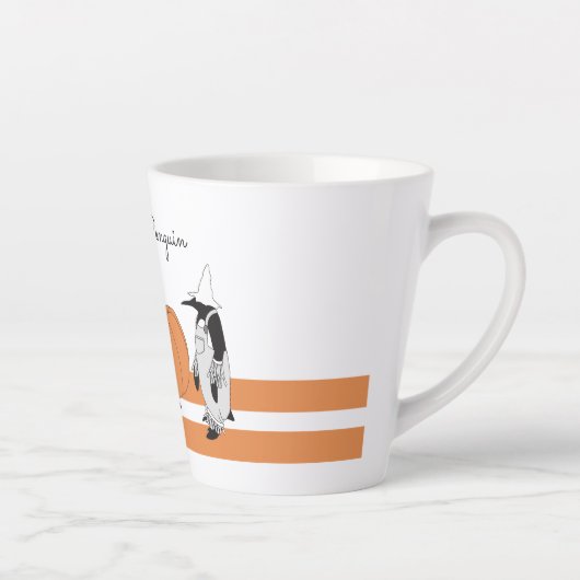 Cute Cartoon Pumpkin Penguin Funny Halloween Latte Mok (Rechts)