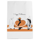 Cute Cartoon Pumpkin Penguin Funny Halloween Medium Cadeauzakje (Achterkant)