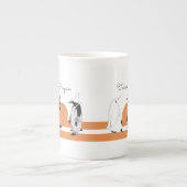 Cute Cartoon Pumpkin Penguin Funny Halloween Porselein Kop (Voorkant)