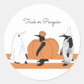 Cute Cartoon Pumpkin Penguin Funny Halloween Ronde Sticker (Voorkant)
