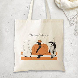 Cute Cartoon Pumpkin Penguin Funny Halloween Tote Bag