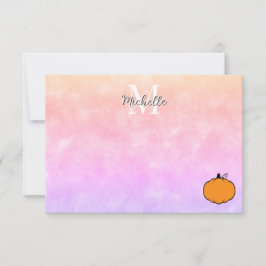 Cute Cartoon Pumpkin Watercolor Personalized Notitiekaartje