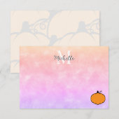 Cute Cartoon Pumpkin Watercolor Personalized Notitiekaartje (Voorkant / Achterkant)